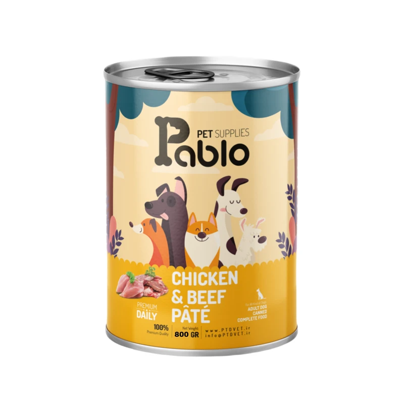 کنسرو سگ بالغ گوشت و مرغ برند 800 گرمی Pablo 1 کنسرو سگ بالغ گوشت و مرغ برند 800 گرمی Pablo